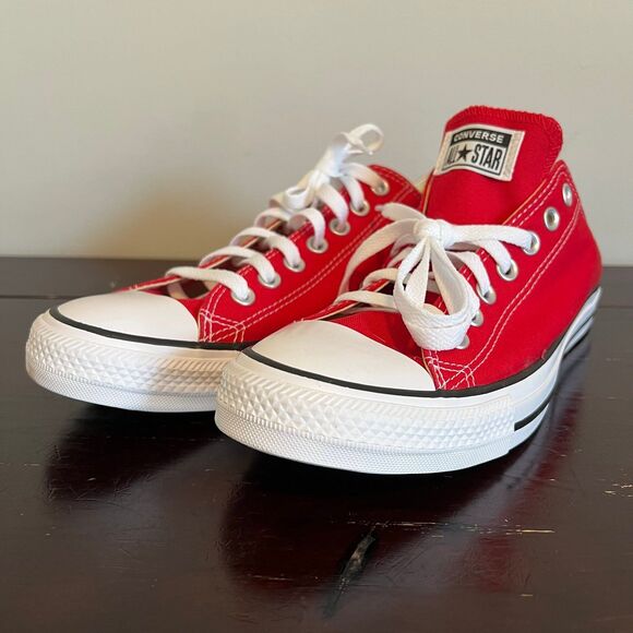 CONVERSE All Star UNISEX Sneakers Low Top Lace Up Red and White - Picture 3 of 10